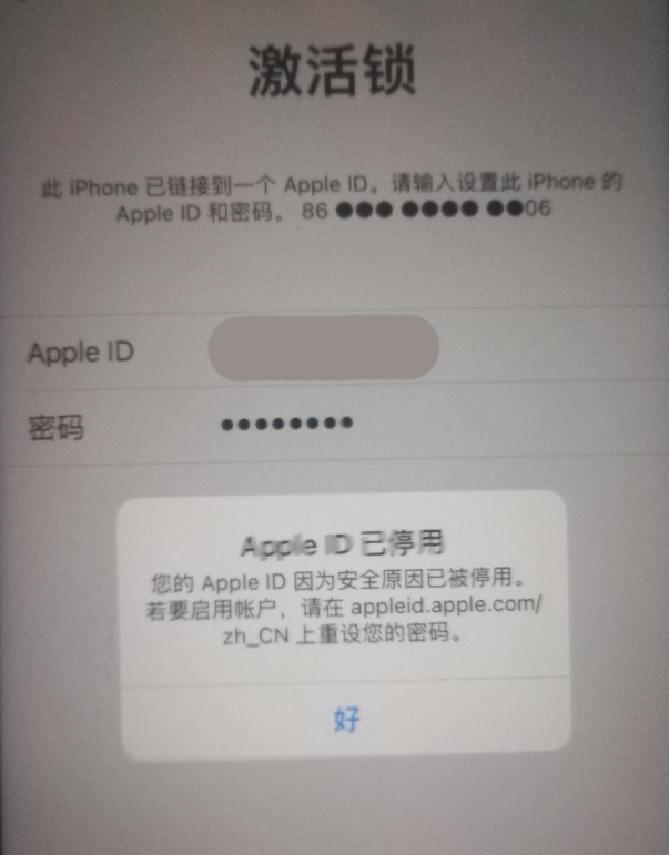 大成镇苹果手机维修分享iPhone 12 出现提示“Apple ID 已停用”怎么办 
